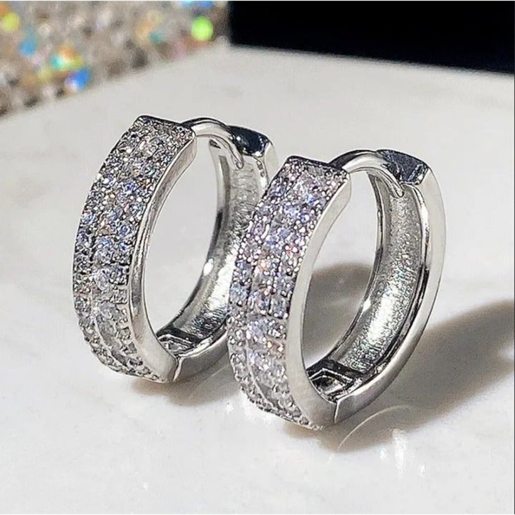 Mens 18k White Gold 2ct Diamond Earrings Round 18 Karat Silver 2 Ct Jewelry New